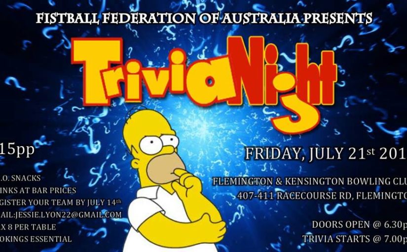 Trivia Night 2017 Hosted by Fistball Federation of Australia